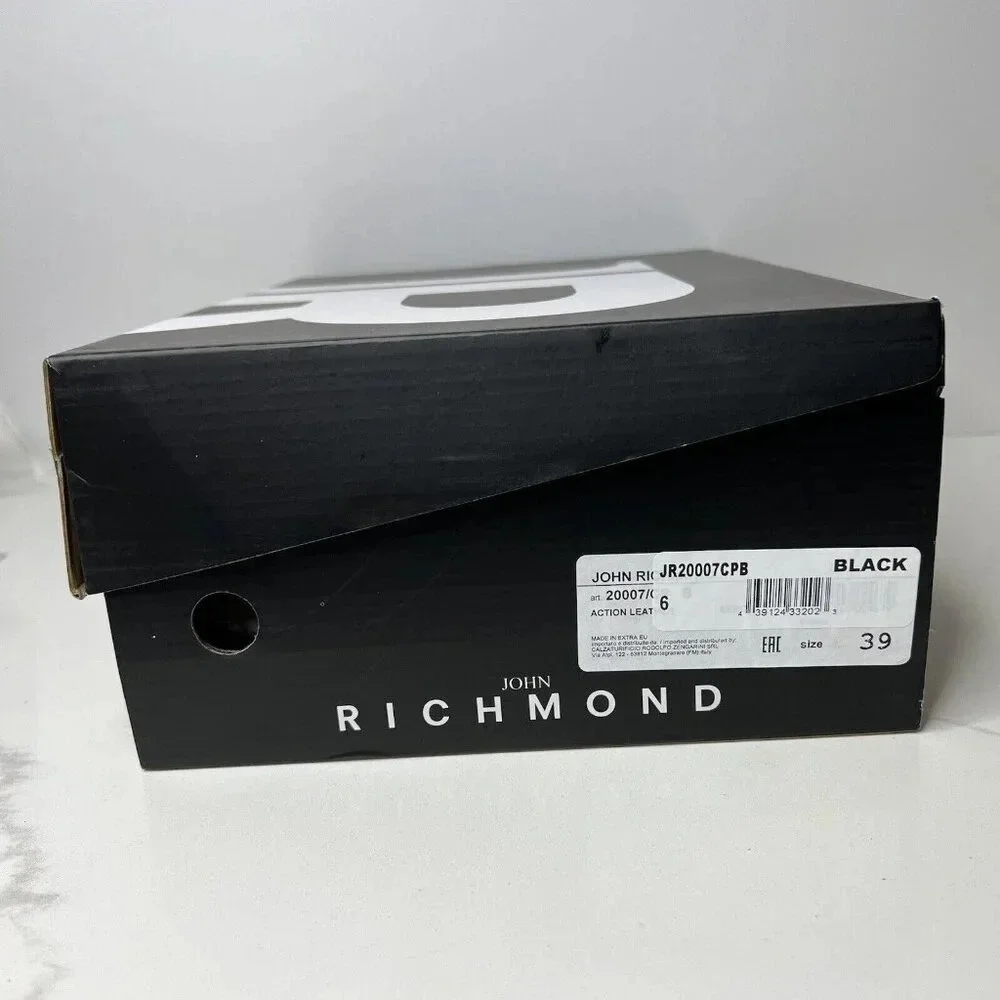 John Richmond 20007 CP Sneakers Low Platform Casual Leather Black Men’s Sz 6
